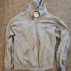 Men 2XL Fruit of the Loom Gray Zip-up Hooded \Sweatshirt