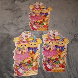 Set Of 3 Vintage Easter / Spring Diecuts Wall Hangings