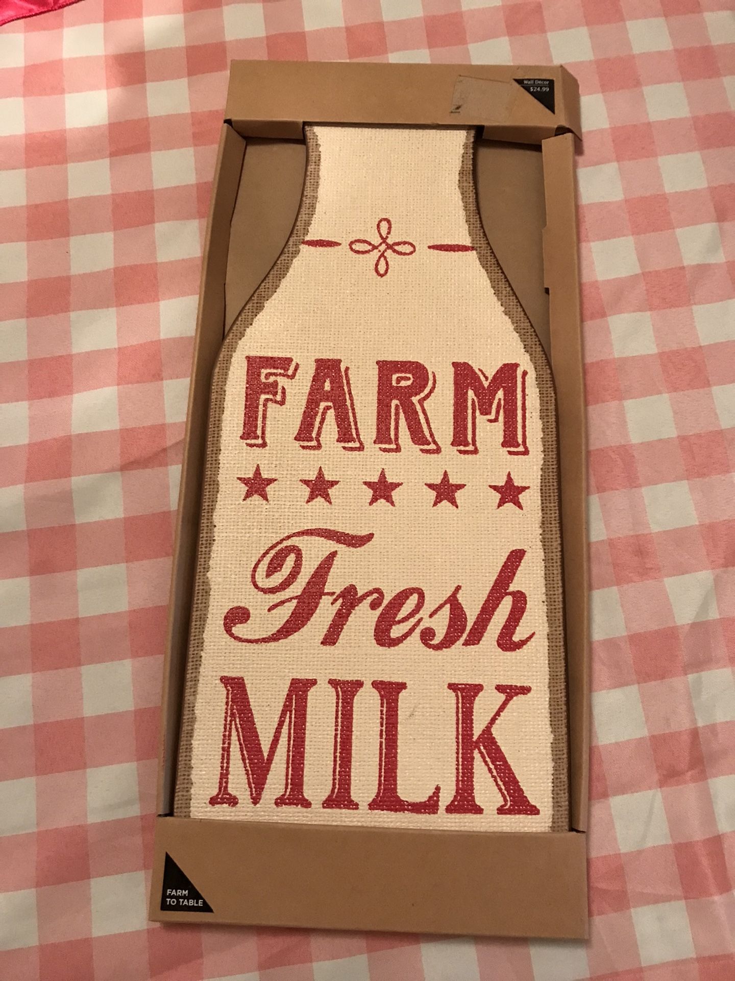  NEW FARM HOUSE FRESH MILK WOODEN SIGN 19”
