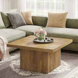 Square Coffee Table, 31.5" Engineered Wood Coffee Table for Living Room, Vintage Black Center Table