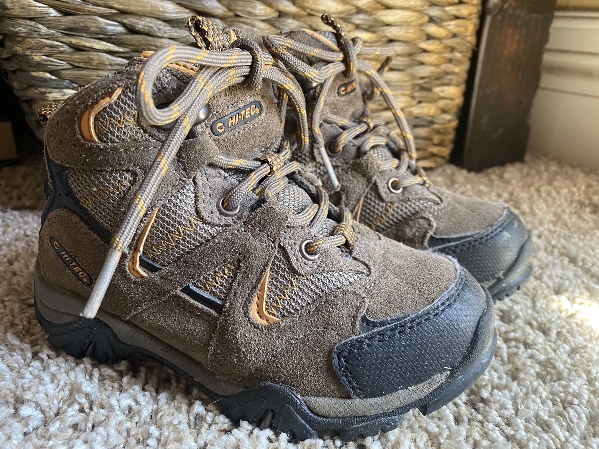 Shoes Size J10 Boots Hi-Tec Nevada Mid Hiking Brown Black Boy Girl Kids
