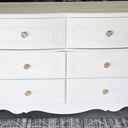 WHITE 6 DRAWER MCM  DRESSER