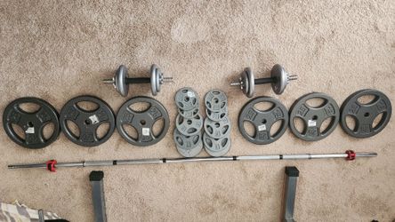 260lbs standard weights, Cap Barbell & Dumbbells.
