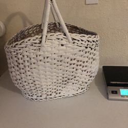Vintage White Large  10” Basket 