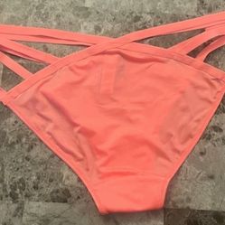 NEW WITHOUT TAGS PEH BLUSH PINK SATIN VICTORIA'S SECRET STRAPPY BIKINI PANTY SIZE SMALL