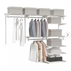 Custom Closet Organizer Kit 4 to 6 FT Wall-mounted Closet System w/Hang Rod White