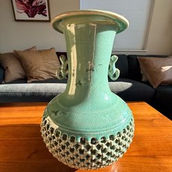 Antique green celadon vase