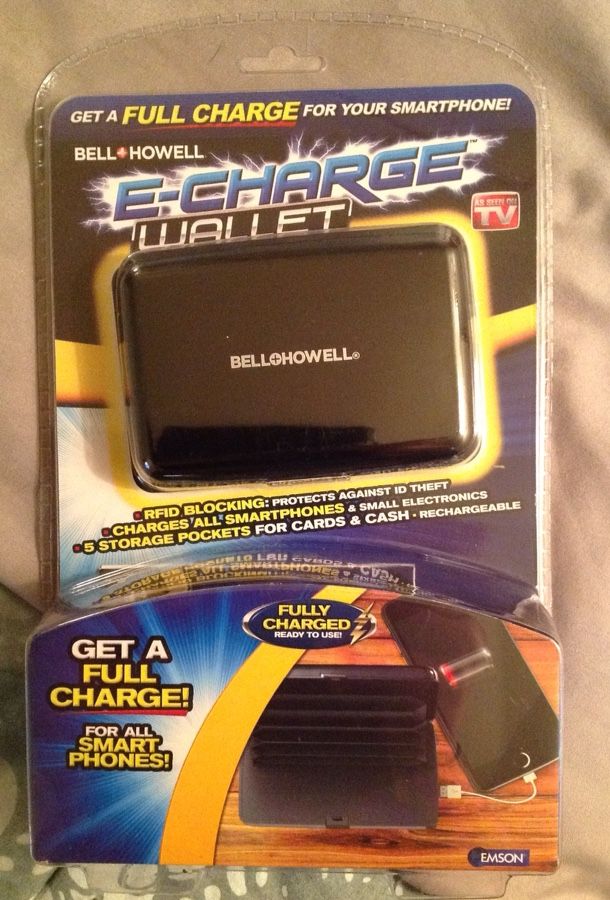 E-CHARGE WALLET with RFID BLOCKING & RECHARGEABLE PORTABLE BATTERY