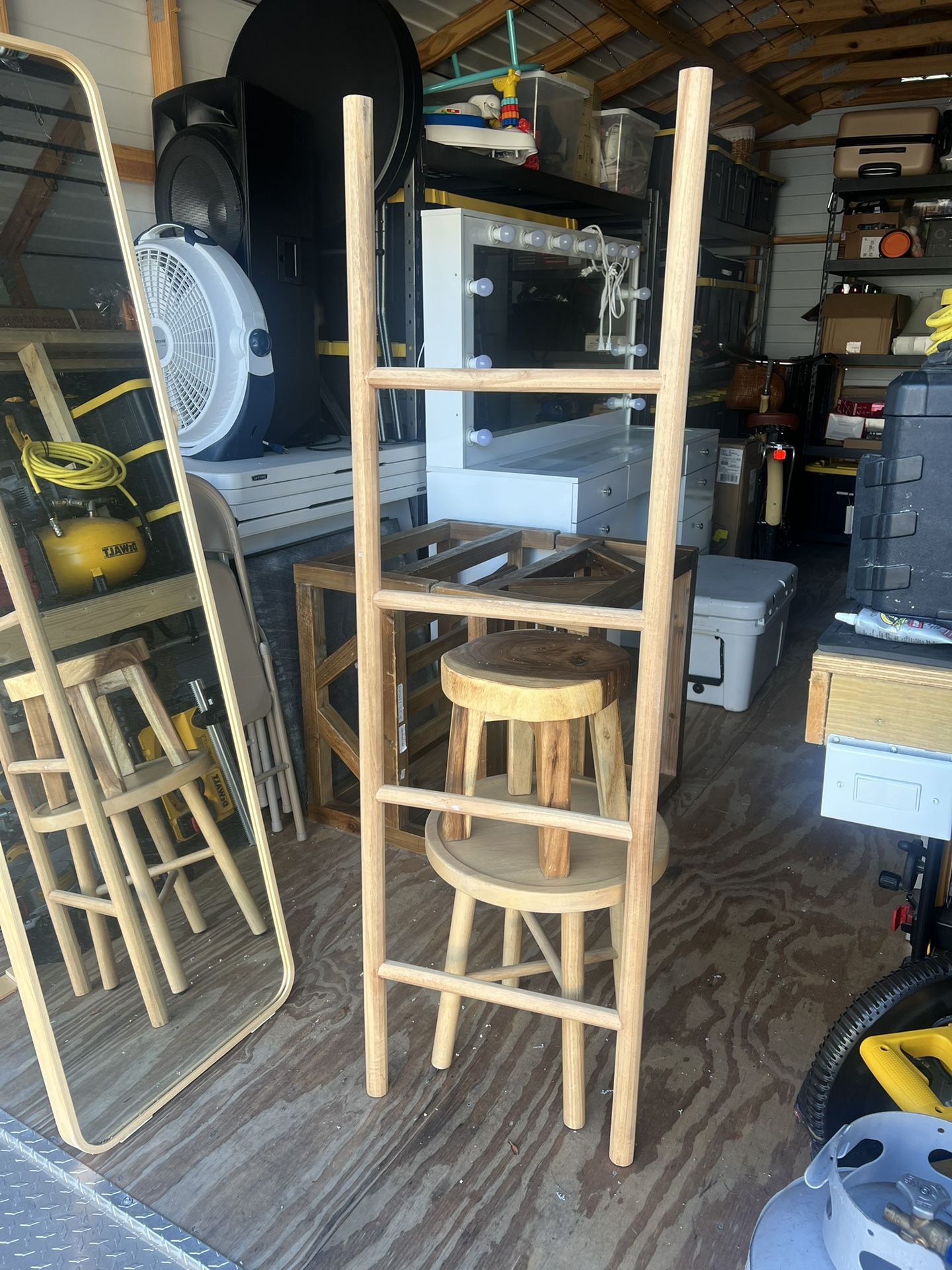 Decorative Wooden Ladder And Wooden Stools