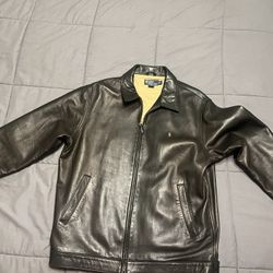 Polo Ralph Lauren Black Leather Jacket - Large