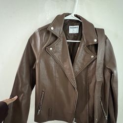 Brown Leather Jacket With Belt 
