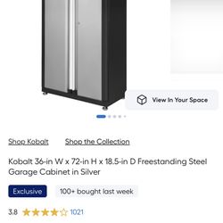 4 Freestanding Steel Garage Cabinet in Silver