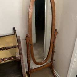 Antique Wooden Standing Mirror