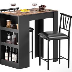 Breakfast Nook / Bar Table  With Two Chairs 