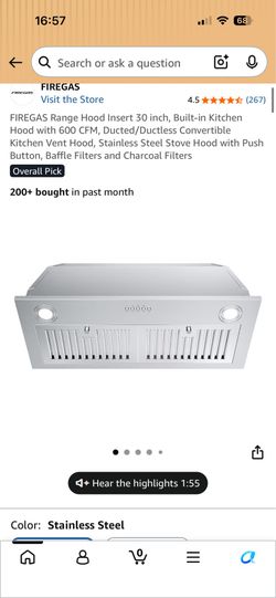 FIREGAS Range Hood Insert 36 inch