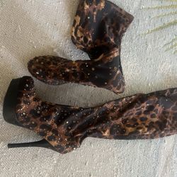 Leopard Sequin Ladies Boots