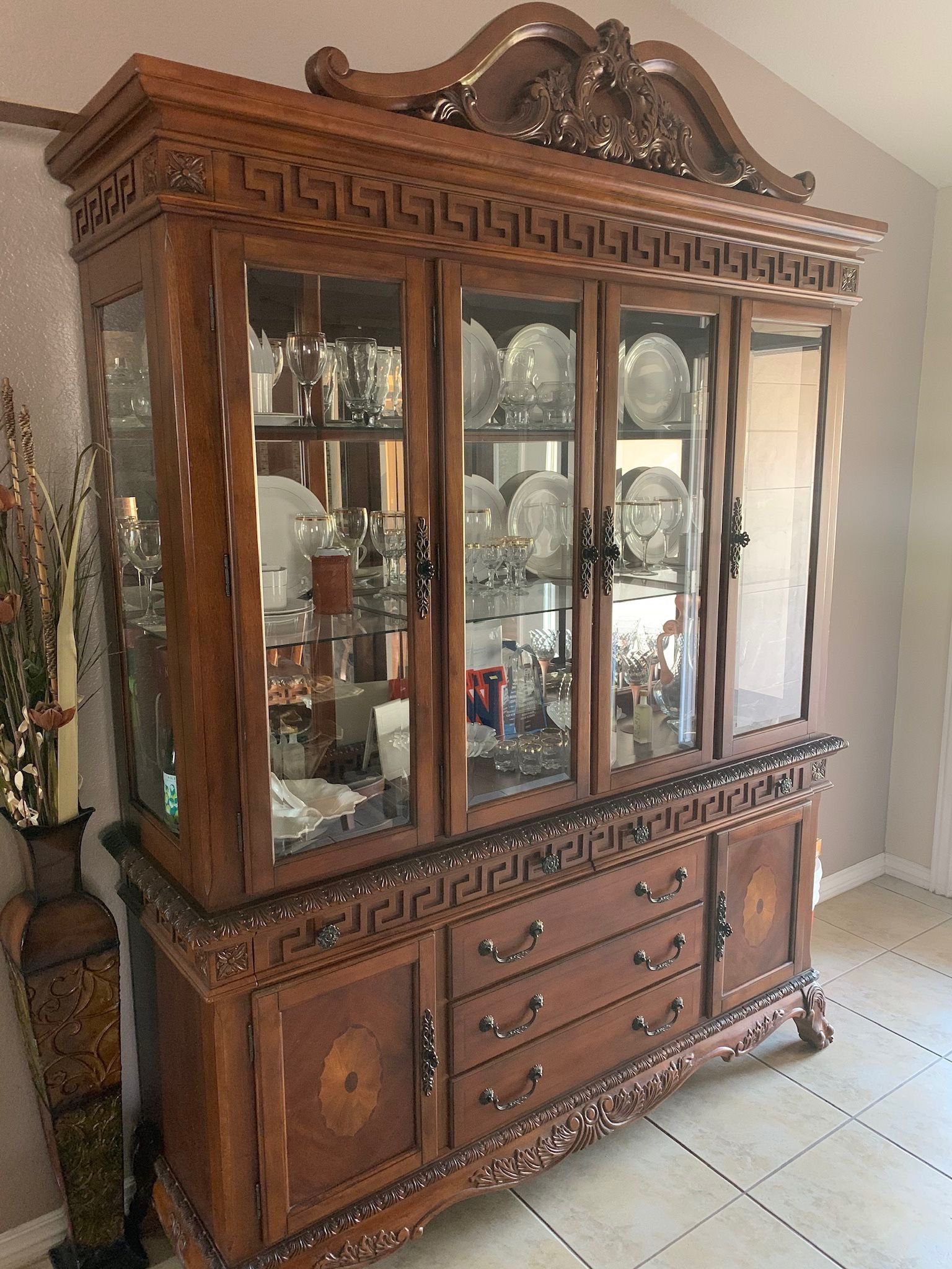 Antique Dining Room Set With China Hutch
