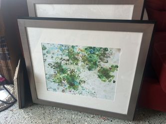 3 modern decorative paintings, green and blue