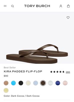 Tory Burch Kira Padded Flip-Flops | Dark Cocoa | Size 8 | Brand New