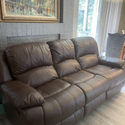 Brown Leather Reclining Couch