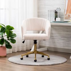Home Office Chair Swivel Velvet Desk Chair Accent Armchair Upholstered Modern Tufted Chairs with Gold Base for Girls Women Ergonomic Study Seat Comput