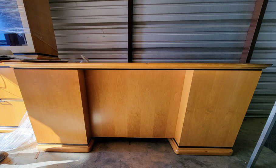 Paoli Filing Cabinet w/ Upper Bookcase(glass doors/shelves & Lights) & Matching Executor Desk