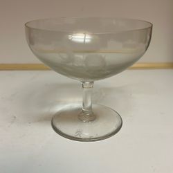 Vintage Frosted Coupe Champagne Glass – Etched Logo