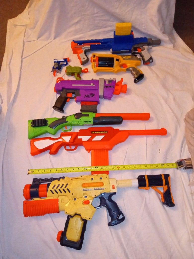 7 Nerf Guns Full Automatic Semi Shotgun Fortnite Striker Super Soaker Single Shot Double Action