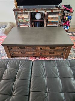 Zinc-Top Coffee Table & Matching Side Tables
