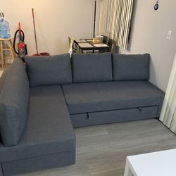 FRIHETEN / KLAGSHAMN Sleeper sectional Sofa, 3 seat w/storage, Skiftebo dark gray