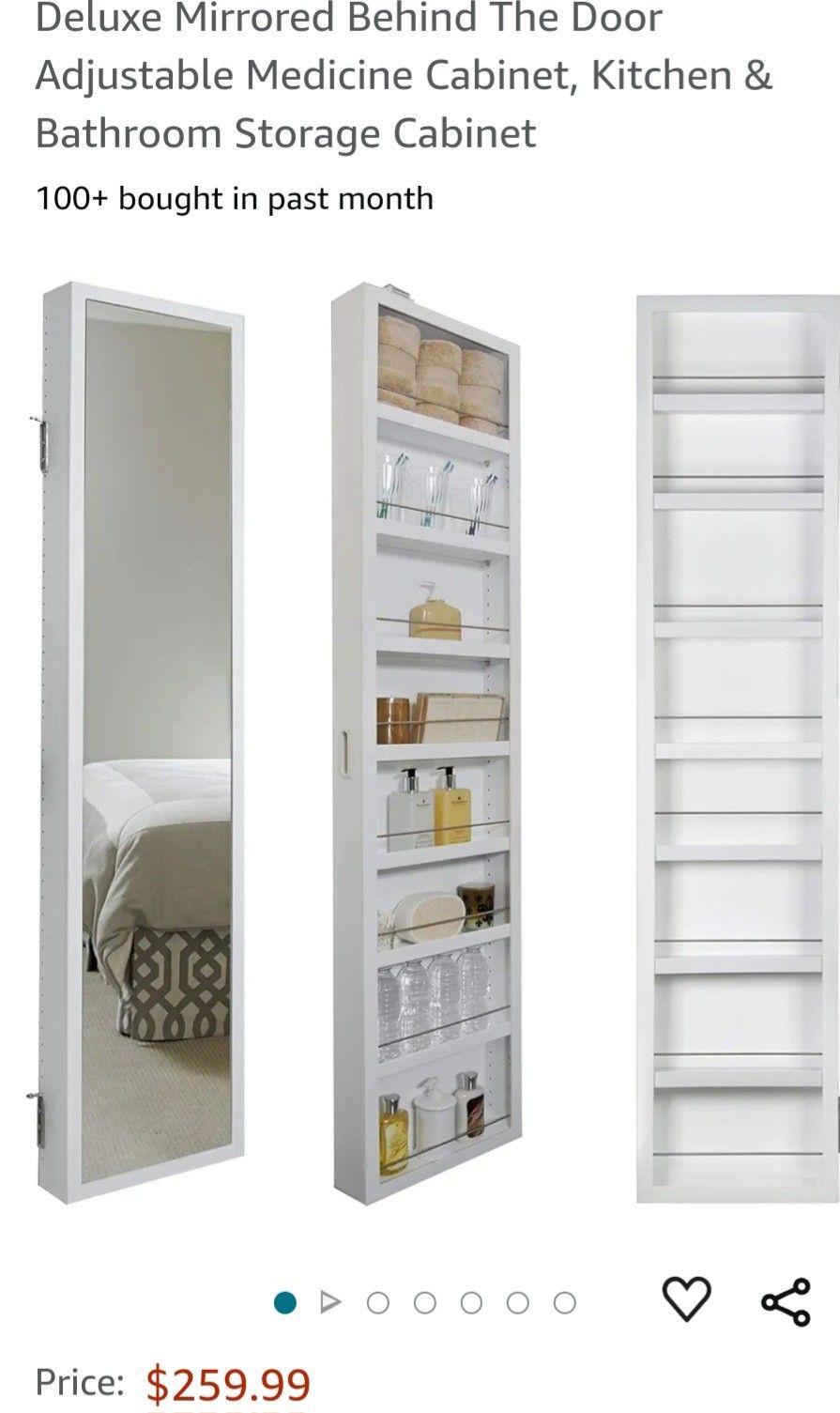 Hinged Behind The Door Mirrored Cabinet