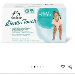 Amazon Brand - Mama Bear Gentle Touch Diapers, Hypoallergenic, Size 6, 108 Count (4 packs of 27), White
