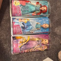 Disney Princess Dolls Lot Ariel, Cinderella, Rapunzel
