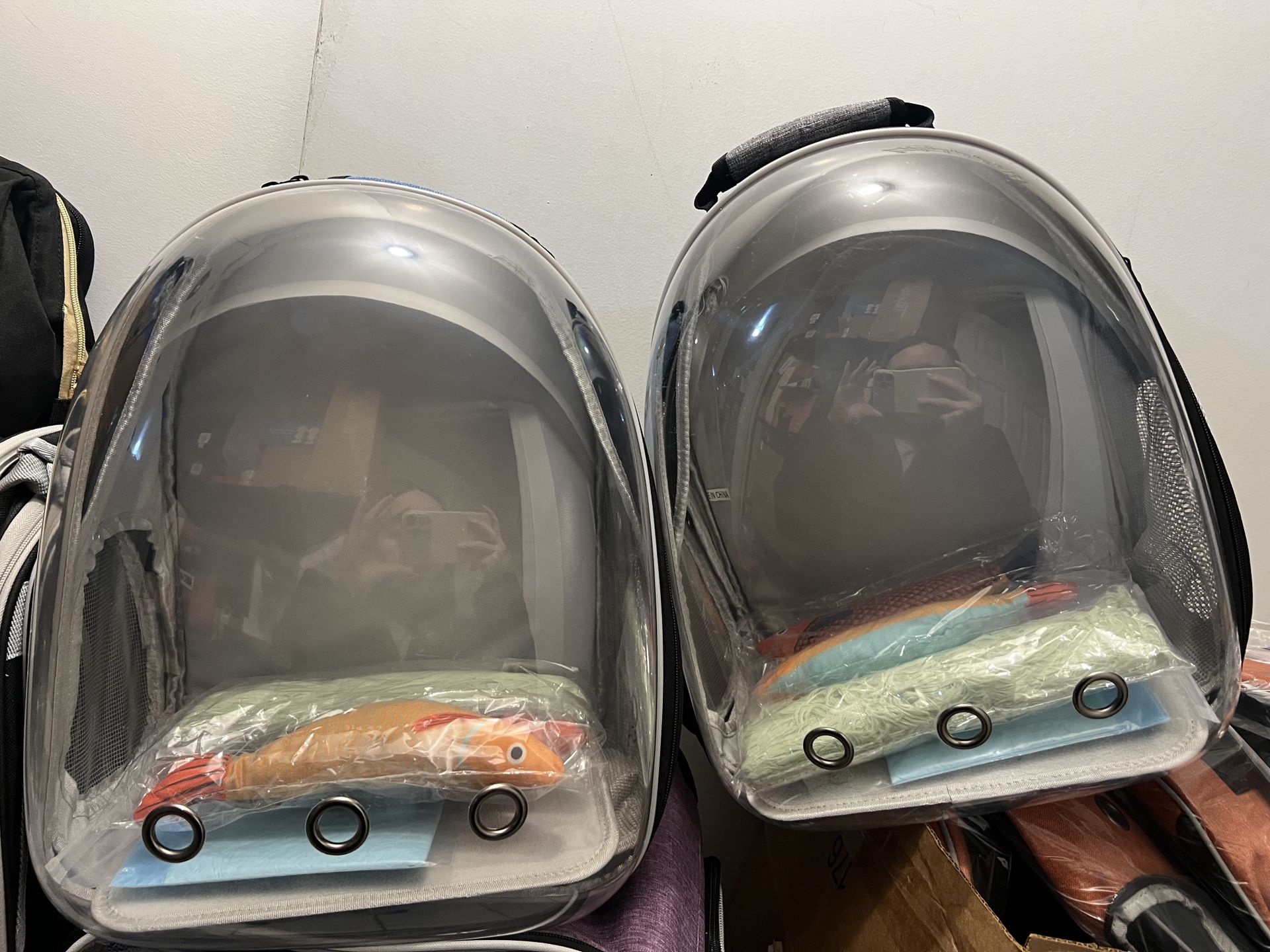 pet carrier backpack cat toy with pet training pad 22$ each