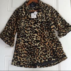 New Beni Vie Women’s Leopard 3/4 Sleeve Elegant Animal Print Jacket Style Small