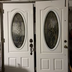 Double Entry Doors  White Fiberglass 64x79