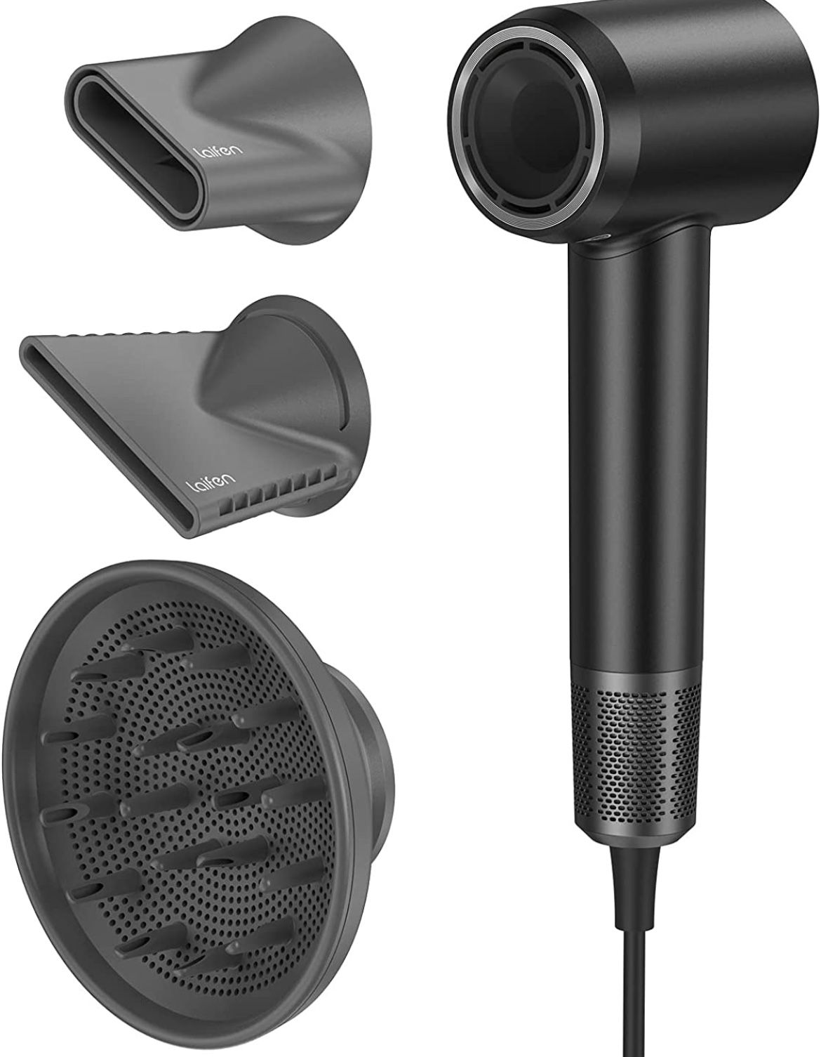 Laifen Hair Dryer, Negative Ionic Blow Dryer with High-Speed Brushless Motor, Low Noise Thermo-Control Hairdryer with Magnetic Nozzle, Styling Concent