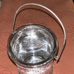 Silver Glass Lantern Type Candle Holder 