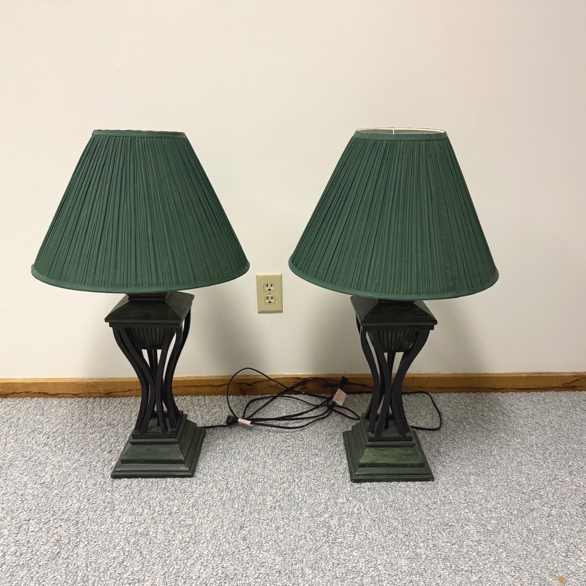 Pair of Rustic Green/Black Table Lamps
