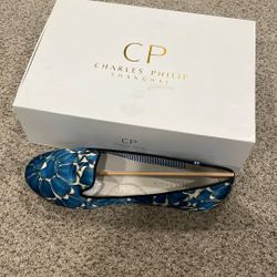 Blue Satin Loafer Shoes - Size 9.5 *Worn Once*