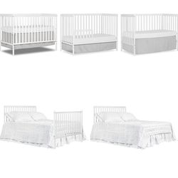 Dream On Me Synergy 5-in-1 Convertible Crib in White, Greenguard Gold Certified