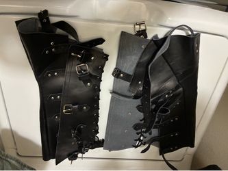 Punk faux leather spats goth emo boot covers
