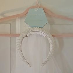 Piper K pearl and gem headband with veil