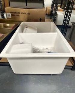 New 33x19x9 Double Bowl Undermount Kitchen Sink 50/50 Split Granite Composite
