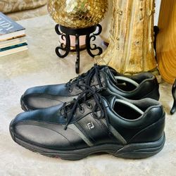 Footjoy Mens Greenjoy 45471 Black Leather Golf Shoes Lace Up Low Top Size 13M