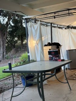 Outdoor glass patio table
