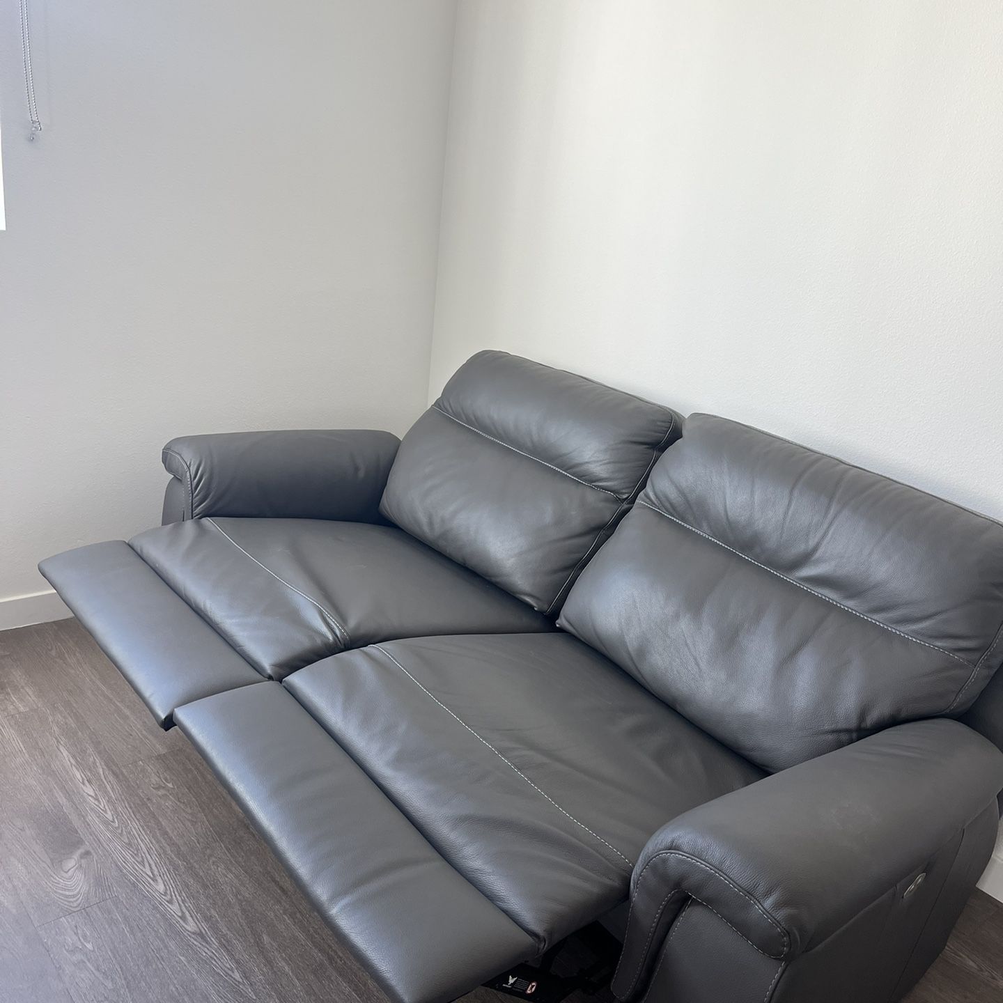 Gray recliner leather sofa