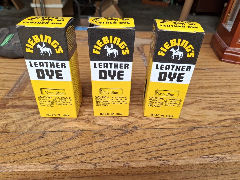 3 Bottles (4oz) Fiebings Leather Dye Navy Blue