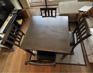 5-Piece Espresso Dining Set — Square Table + 4 Cushioned Chairs