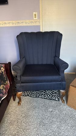Navy Blue Wingback Accent Chair
